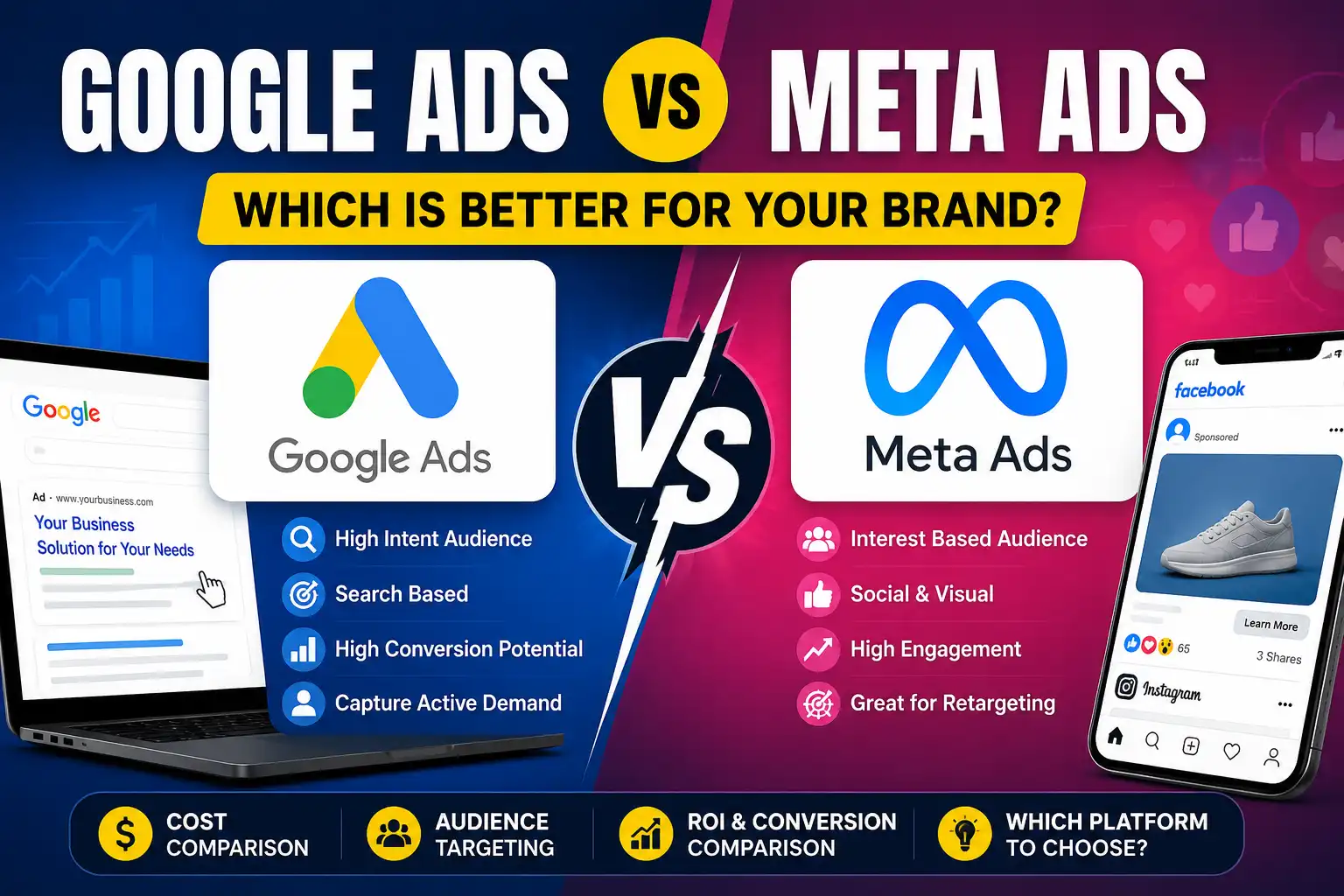 Compare Google Ads and Meta Ads